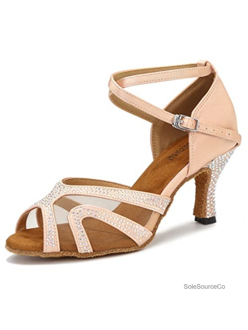 Rhinestone Ballroom Dance Shoes Women Latin Salsa Suede Sole